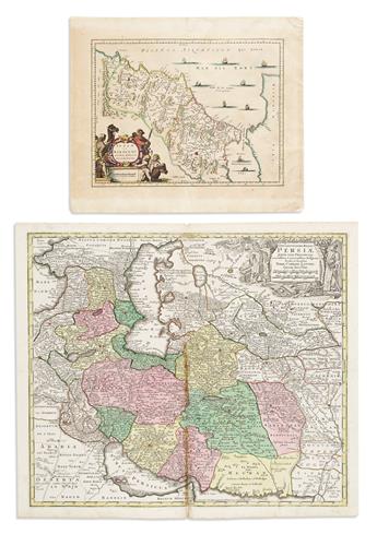 (AFRICA and the MIDDLE EAST.) Group of 4 seventeenth and eighteenth-century double-page engraved maps.